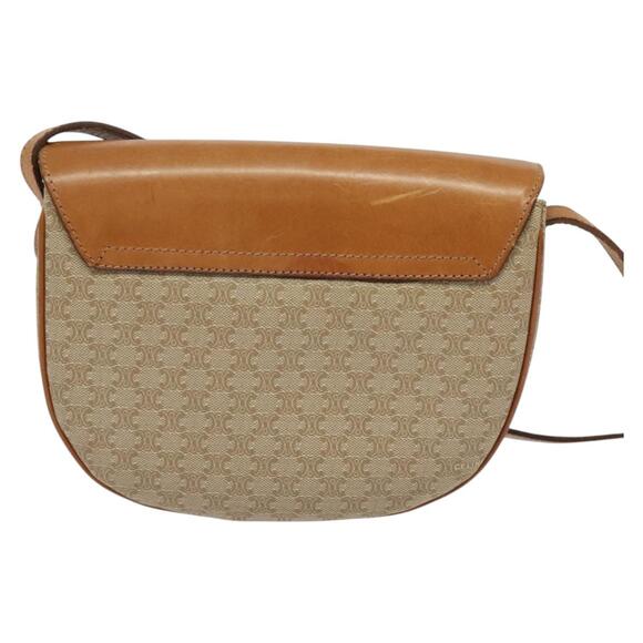 CELINE Macadam Canvas Shoulder Bag Pvc Leather Beige Gold - Picture 3 of 12